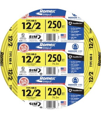 250 ft. 12/2 Solid Romex SIMpull CU NM-B W/G Wire, 
