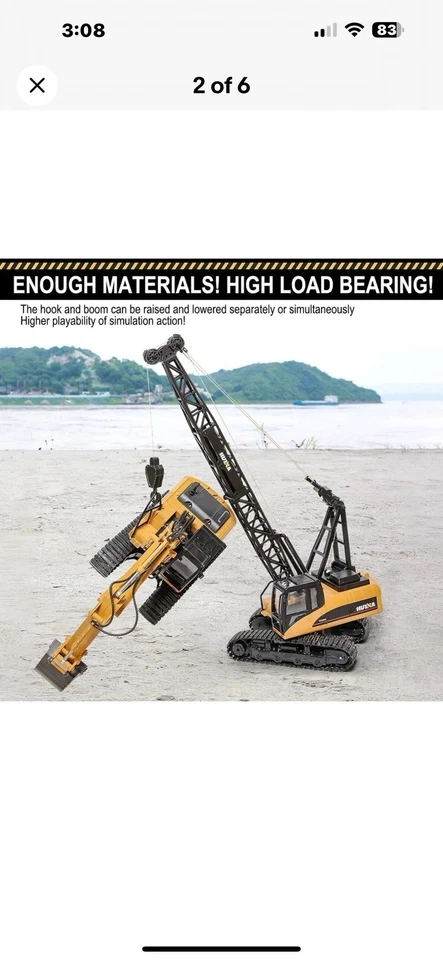 Elevador grúa torre sobre orugas 1/14 RC camión dragalina modelo fundido a presión... Foto 3 de 4