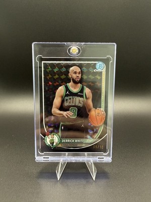 Derrick White 2025 Bowman Chrome Black Geometric Refractor 9/10 Jersey Match