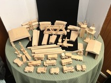 Handmade Wooden Train Set  Blocks 60 Pcs