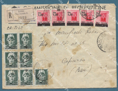 Postal history. ITALY LIEUTENANCY. Recommended 6.7.1945 from Bari