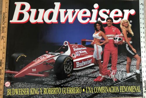 Roberto Guerrero Grand Prix Race Driver Budweiser Beer Poster with Pretty Girls - Picture 1 of 1