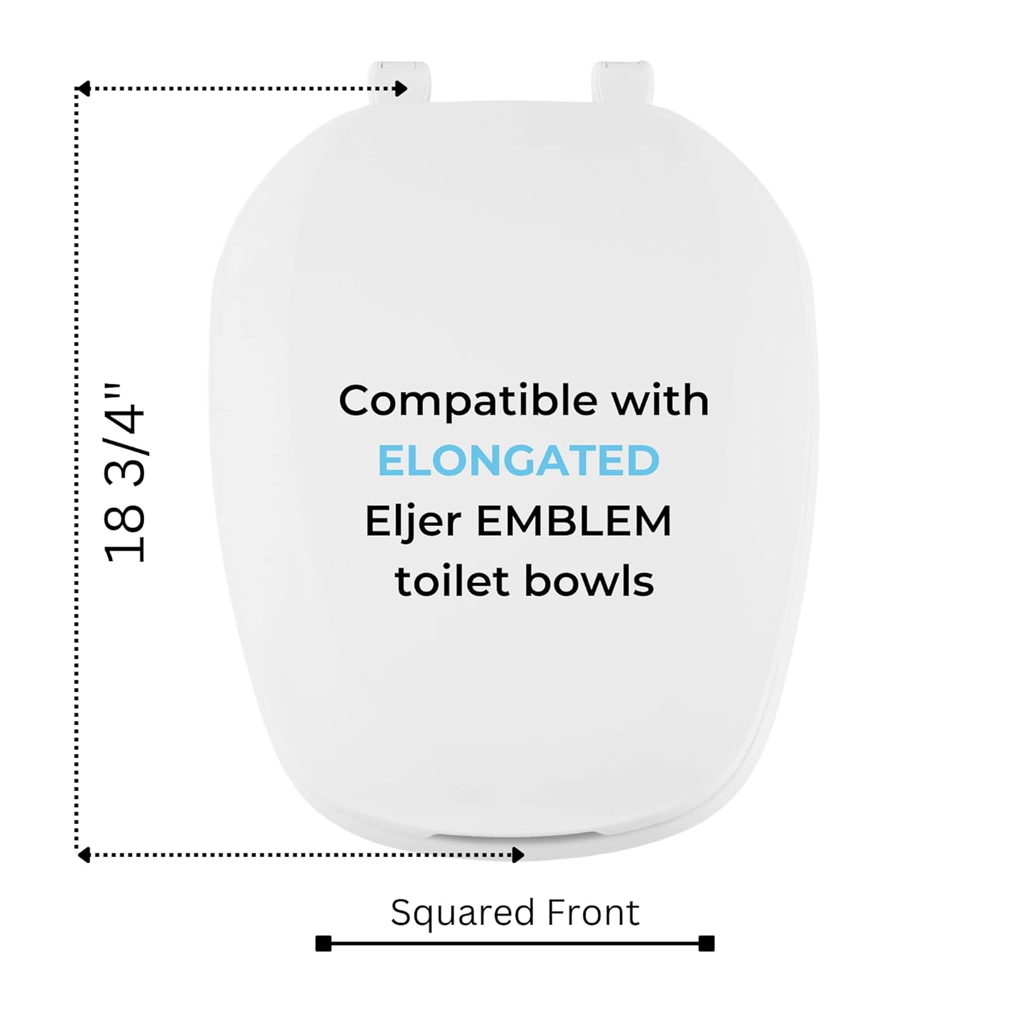 Eljer Emblem Elongated Toilet Seat with Square Front, Closed Front with