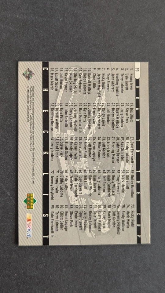 1999 Upper Deck Road to the Cup Checklist #90 Dale Earnhardt Jr. - VG - Image 2 of 2