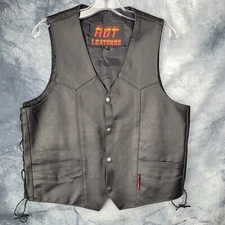 Hot Leathers Motorcycle Vest Mens SZ M Black