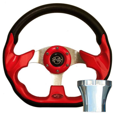 GTW E-Z-GO Red Racer Steering Wheel Chrome Adaptor Kit (Fits 1994.5-Up)