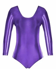 Amscam Adult Purple Bodysuit Metallic Shiny Cosplay Costume S/M Up To Size 8