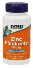 Now Foods ZINC PICOLINATE 50mg 120 Cap Bottle 04/28EXP Immune Support