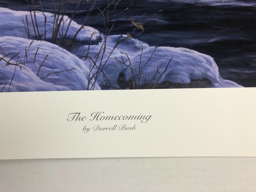 Darrell Bush The Homecoming Deer Suburban Winter Landscape Art Print Signed - Picture 4 of 8