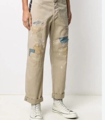 Ralph Lauren Polo Sportsman bestickte Denim Patchwork kultige khaki aztekische Hose - Bild 2 von 19