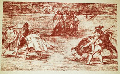 FRANCISCO DE GOYA Tauromaquia /Bordeaux Bulls #3 Vintage Mid-20th Century Litho