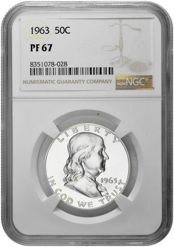 1963 50C Silver Proof Franklin Half Dollar NGC PF 67 White with New Holder