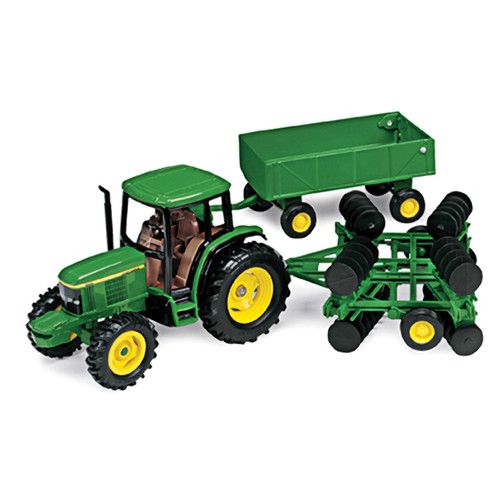 TOMY John Deere 1:32 Scale Tractor w/Barge Wagon & Disk TBE15489