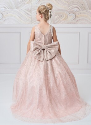 tip top kids dress Flower Girl Dress Train Rose Gold Wedding Tulle Princess  | eBay