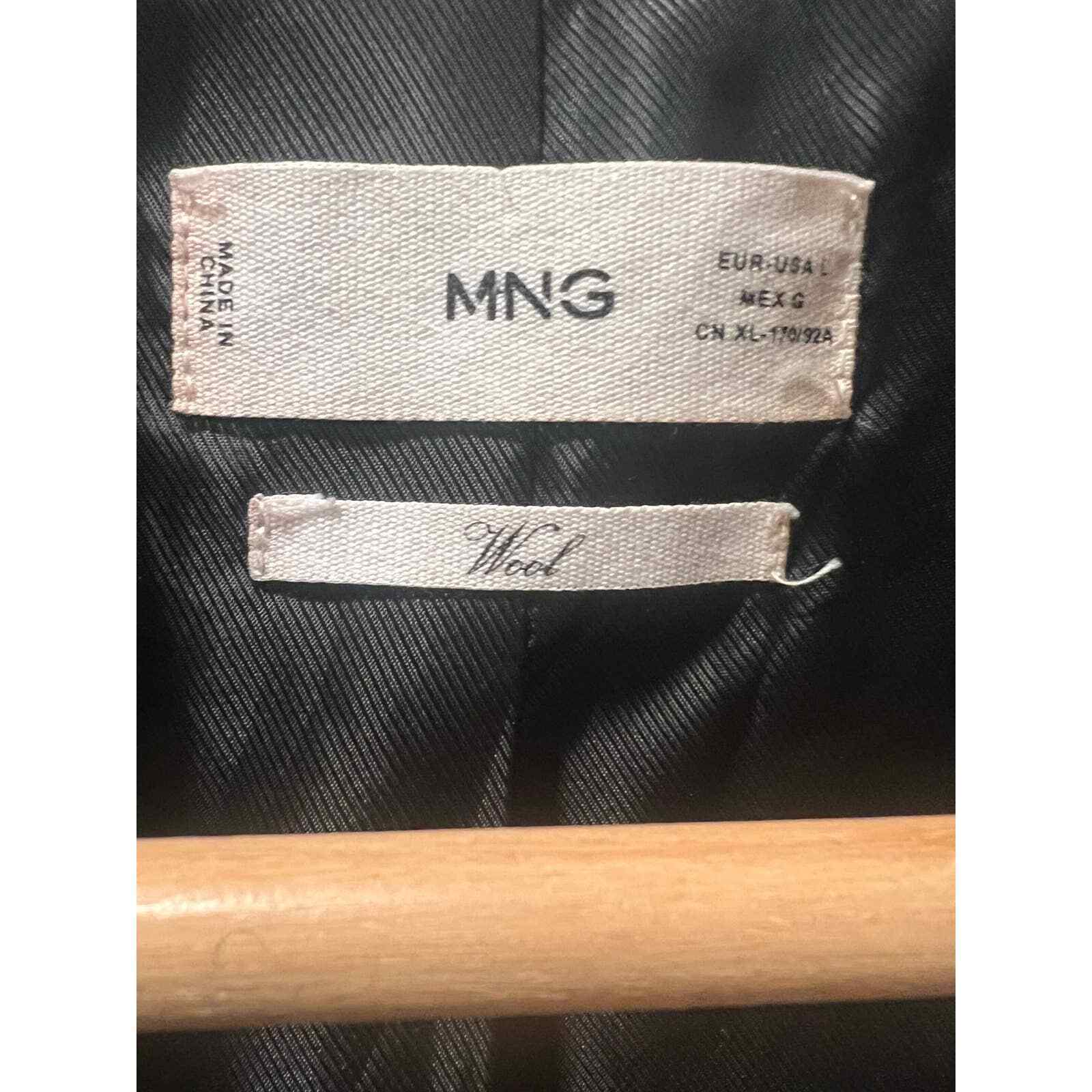 MNG Wool Double Breasted Black Herringbone Coat - image 5