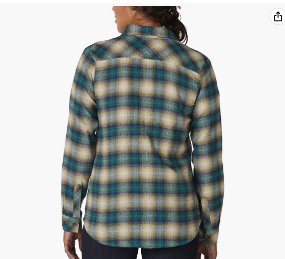 Dickies Womens Long Sleeve Flannel Shirt, Ombre Khaki Green