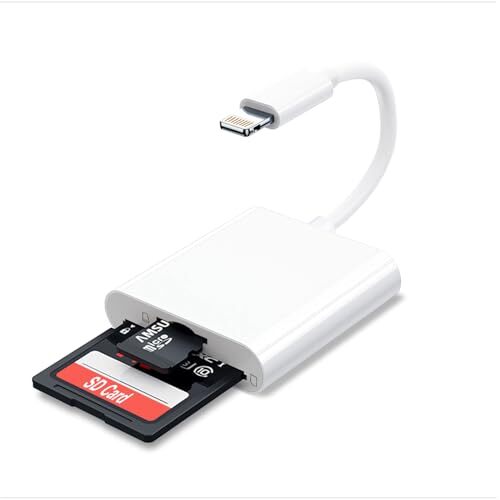 SD Card Camera Reader for iPhone iPad Dual Card Slot Memory Card Reader Suppo...