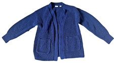 Gap Kids Girl's Chunky Navy Cardigan Sweater Boyfriend Style Open Pockets Size S