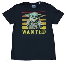 Star Wars The Mandalorian Adult New T-Shirt - Grogu Wanted On Colored Lines