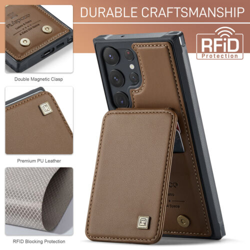For Samsung Galaxy S23 Ultra S22 S21 Plus RFID Blocking Leather Wallet Card Case - Picture 18 of 79