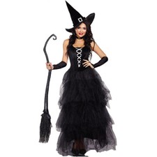 Witch Costume Women Lace Dress Role Play Cosplay Halloween Costumes Ladies Cloak