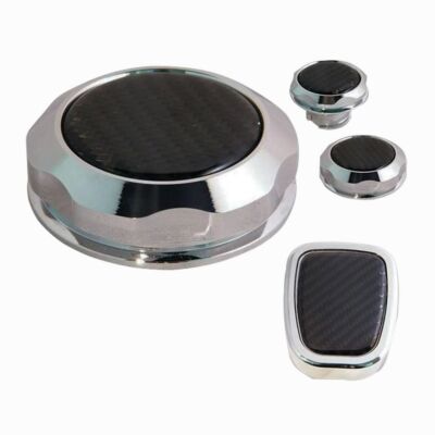 VF Commodore Billet Chrome & Carbon Fibre Engine Set of 4 Caps SS SSV Redline