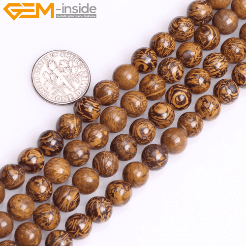 Natural Round Elephant Skin Yellow Jasper Stone Beads Jewelry Making 15" In Lots - Picture 7 of 26