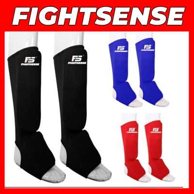 FIGHTSENSE Shin Instep Protectors,Leg Pads,Guards Pads Boxing, MMA, Muay Thai