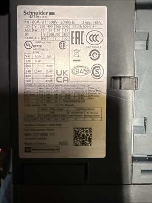 Schneider Electric IEC Magnetic Contactor LC1D65ABD, 24V DC Coil, 65A, 3P 690V