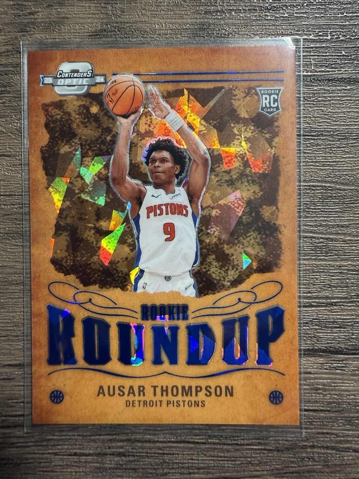 2023-24 Panini Contenders Optic Ausar Thompson #1 Blue Ice RC Rookie Roundup /75