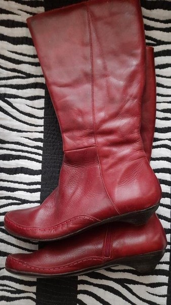 Women Pikolinos Boots Red Leather 38.5