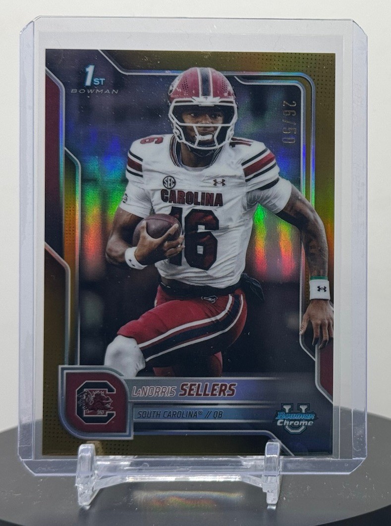 2025 Bowman Chrome U LaNorris Sellers 1st Bowman GOLD /50 GAMECOCKS 🔥🔥🔥