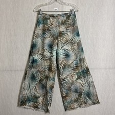 Bryn Walker Women's Size Small 100 Linen Wide Leg Cropped Pull On Pants