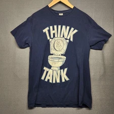 Think Tank Shirt Mens Large Navy Graphic Toilet Humor Funny Tee Delta Apparel
