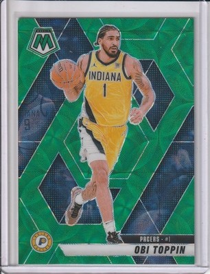 2024-25 Mosaic Obi Toppin #4 International Green Mosaic Prizm Scope 10/15