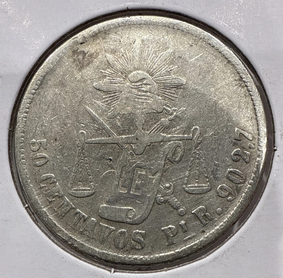 1886 Pi 50 Centavos Mexico Silver 50C Coin - Potosi Mint - Image 2 of 4