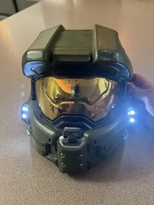 Halo Master Chief Face Mask LED Light Up Costume Cosplay Halloween