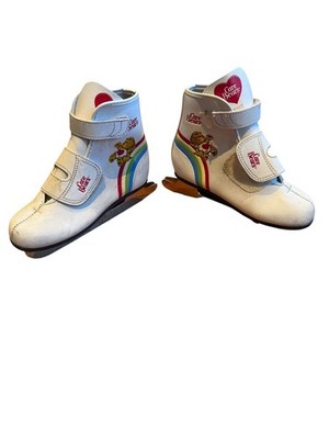 Vintage Youth Double Blade Ice Skates Shoes 1983 Care Bears Size 12J