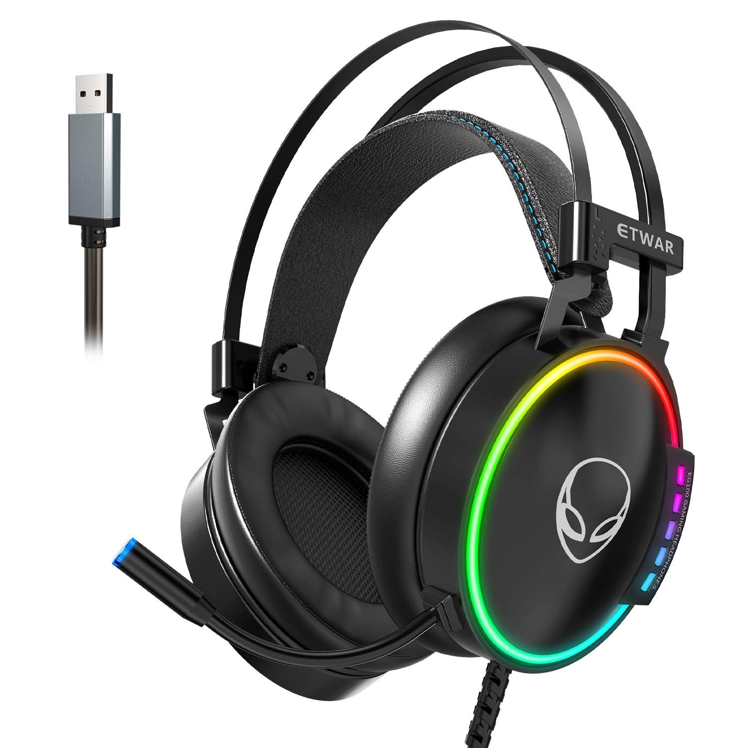EG100 USB Wired Gaming Headset for PC, 7.1 Surround Sound,Computer Headphones...