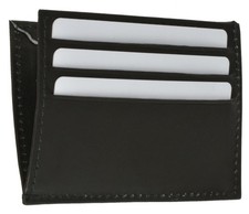 New Men's Genuine Leather Black Thin Slim ID Credit Card Money Holder Wallet.