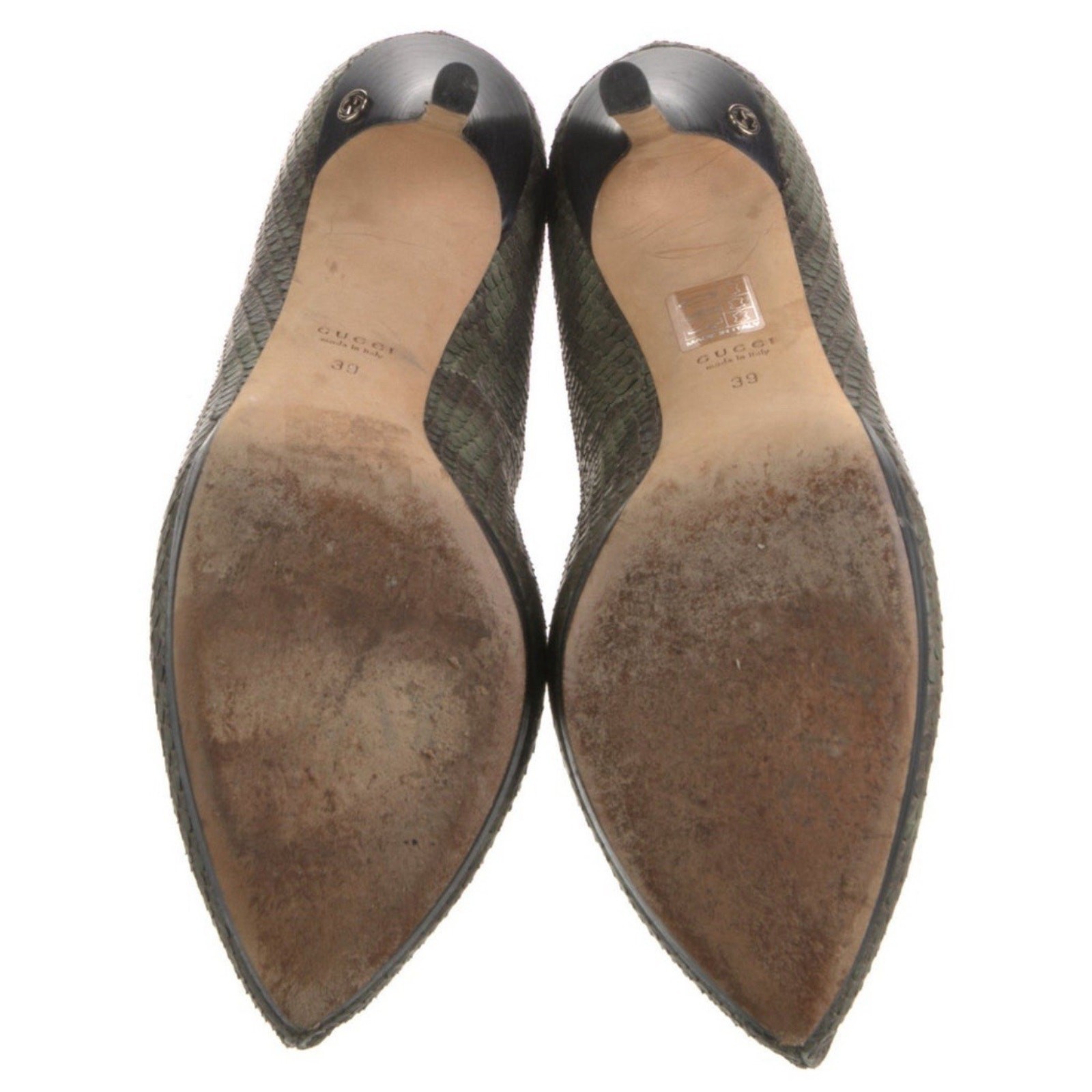 AUTH GUCCI Green Python Snakeskin Platform Pump S… - image 5