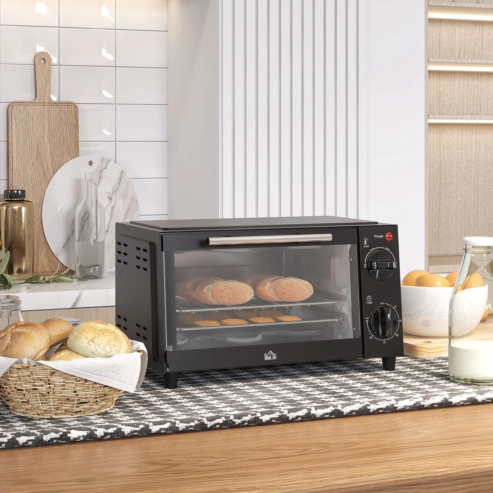 Mini Oven 9L Countertop Electric Toaster Oven w/ Adjustable Temp Timer Black
Opens in a new window o