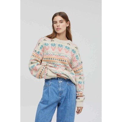 CLOSED Maglia con Lavorazione Fair Isle Sweater Jacquard Chunky Alpaca L $425