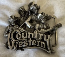 Vintage 1981 Bergamot Brass Works Country Western Band 3D Belt Buckle T-96 USA