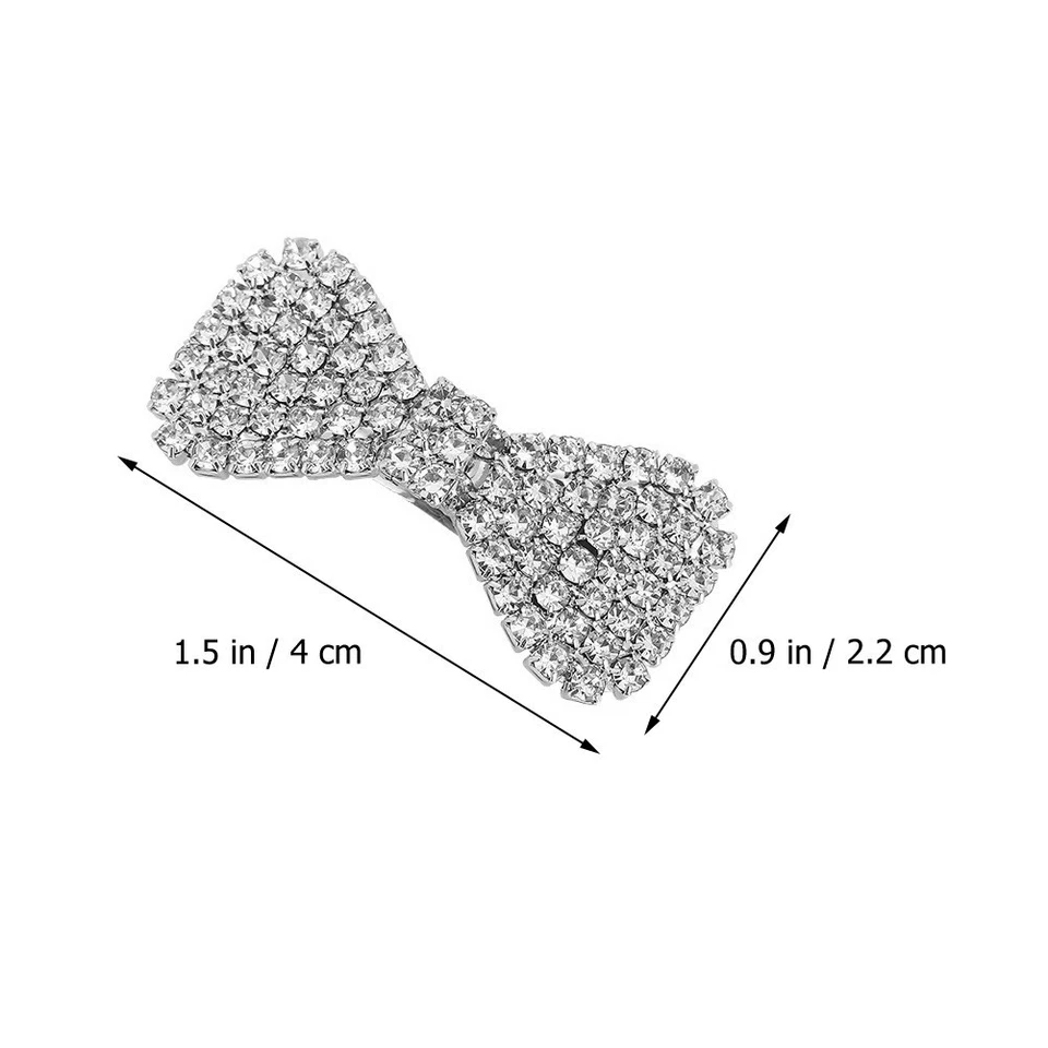 4Pcs Rhinestone Crystal Hair Clips Hair Bows Barrettes Wedding Bridal hair clip - Image 3 of 4