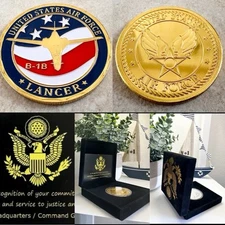 U S AIR FORCE B-1B Lancer Challenge Coin With Special Velvet Case