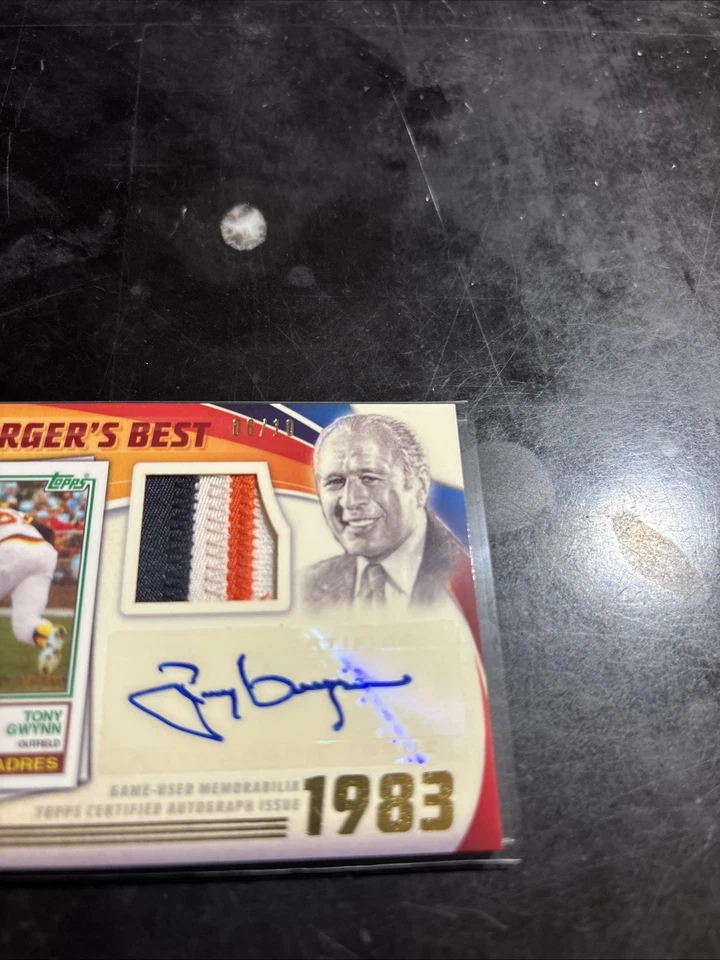 Tony Gwynn Parche Auto Bergers Best 06/10 Topps Padres Salón de la fama Foto 4 de 4