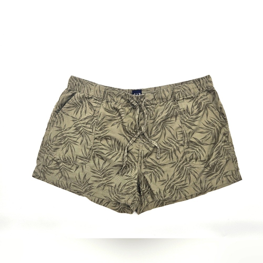 Gap Pull On Olive Green Leaf Pattern 3" Shorts La… - image 1