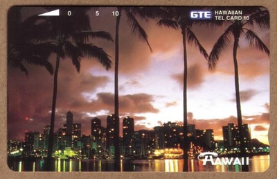 10u Waikiki Licht At Sunset. 4 Palm Palmen. Hawaii B-Right. Beweis Handy Karte