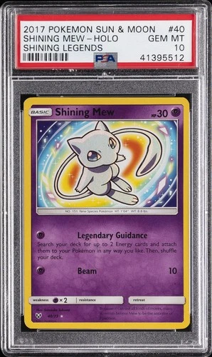 2017 POKEMON SUN & MOON SHINING LEGENDS #40 SHINING MEW-HOLO PSA 10